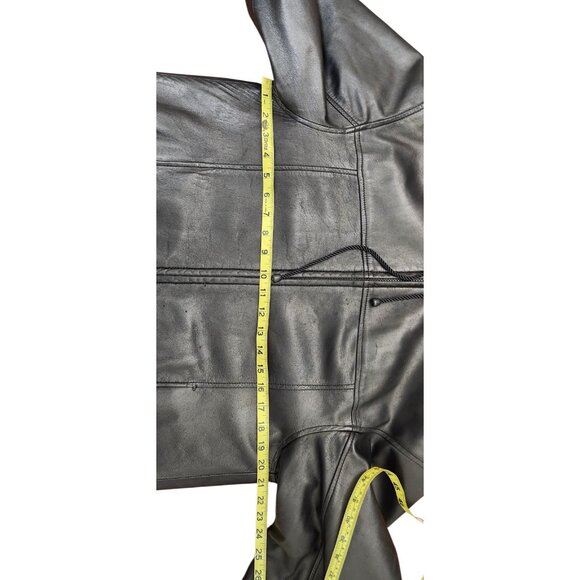 Woman's Dyed Black Sheared Mink Fur Parka Reversing to Black Leather M/L - Picture 16 of 16